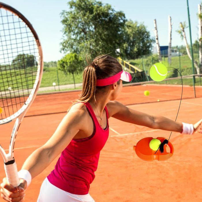 Kit de tenis con reboteador, portátil para familias/adultos, entrenamiento con pelota, cuerda, fortalecimiento de habilidades.