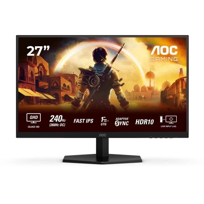 Monitor per PC da gaming - AOC - 27'' - QHD - 260Hz (OC, 240Hz nativo) - IPS veloce - 0,3ms - Q27G42ZE
