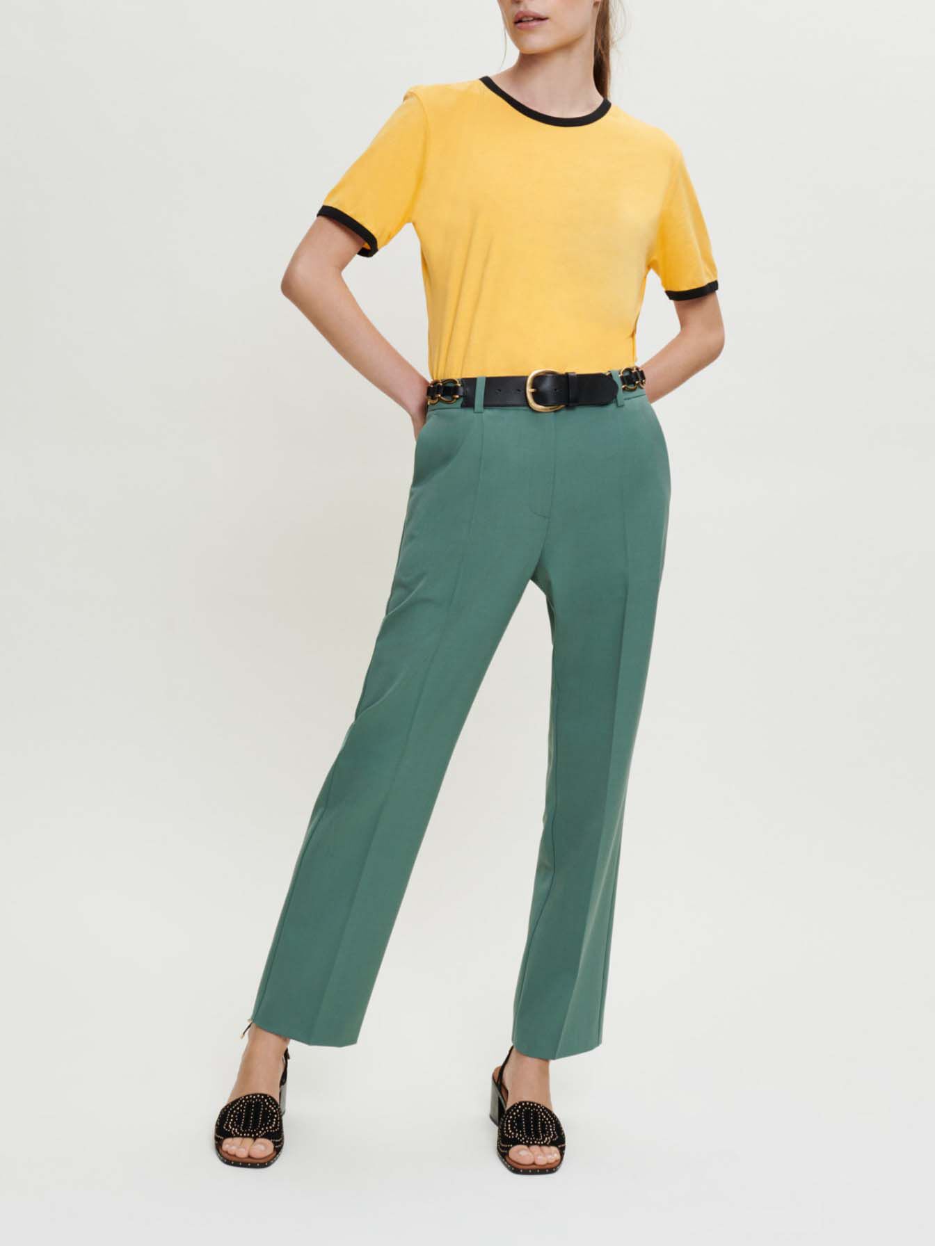 Pantaloni de costum cu croială dreaptă - Vert