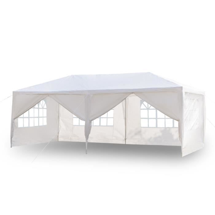 Cenador de jardín, carpa de recepción, carpa para eventos - 3 x 6 m - 6 unidades - Blanco