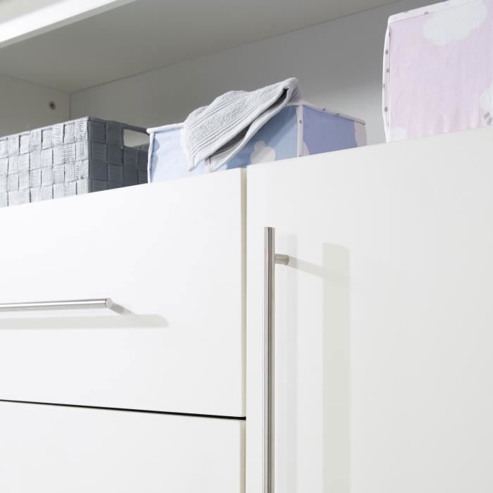 Commode à Langer ROBA Maren - Blanc - Plan Amovible - 2 Tiroirs - 1 Porte - Compartiment Ouvert