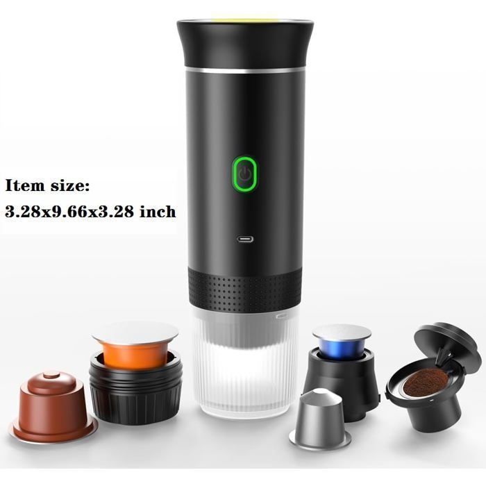 Portable Coffee Maker - Espresso Machine - 12V - Electric Heating - 19 bar - Black