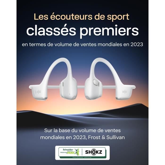 Auriculares de conducción ósea - SHOKZ - OpenRun Pro 2 - Bluetooth 5.3 - 12 horas de autonomía - Plateado