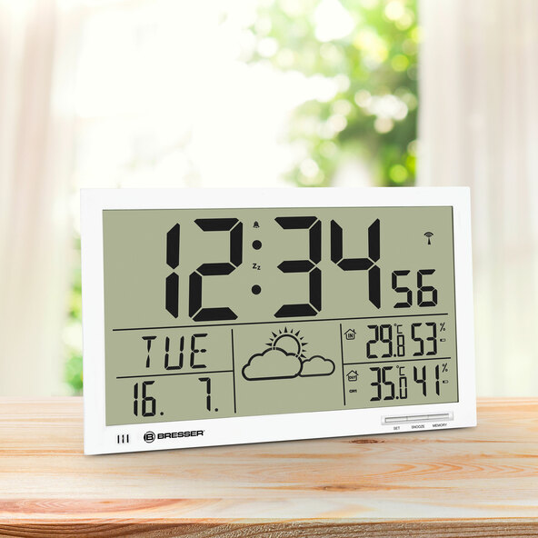 Ρολόι τοίχου μετεωρολογικού LCD MyTime Jumbo, λευκό