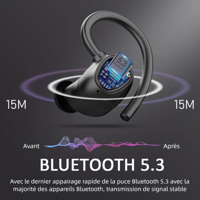 Wireless Earbuds - Figertime - IPX7 Waterproof - 50H Battery Life - Bluetooth 5.3 ANC - HD Sound & Fast Charging - Black