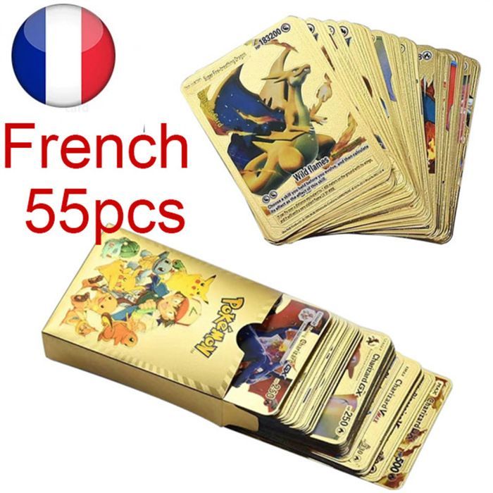 55 exemplaires de cartes lumineuses Pokémon en édition limitée en or et en français