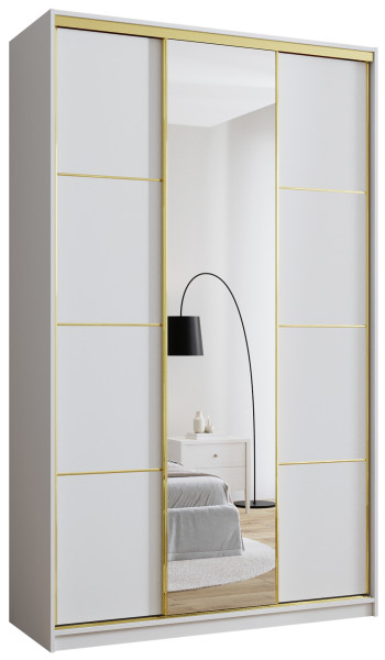 Szafa przesuwna z lustrem 150 cm GOLD NEW MAX wysoka szafa do sypialni