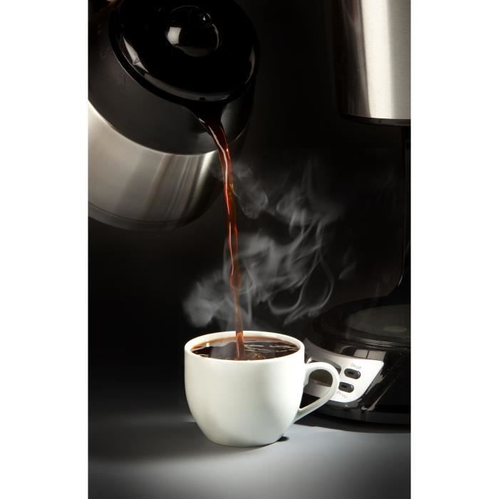 Cafetière filtre - DOMO - DO709K - 1000 W - 1 L - 8 tasses - Ecran LCD - Minuteur 24 h - Acier inoxydable