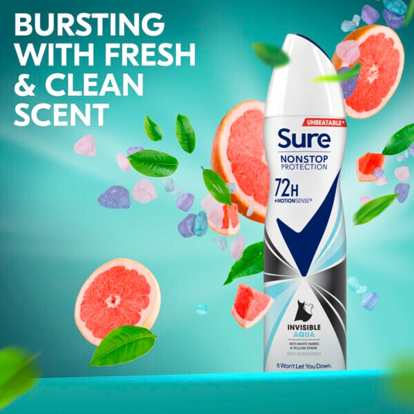 Sure antiperspirant deodorant aerosol Nonstop Invis Aqua 150ml