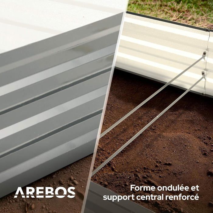 AREBOS Bacs surélevés en métal, set de 2 bacs 180x90x30 cm Bac de jardin en acier galvanisé