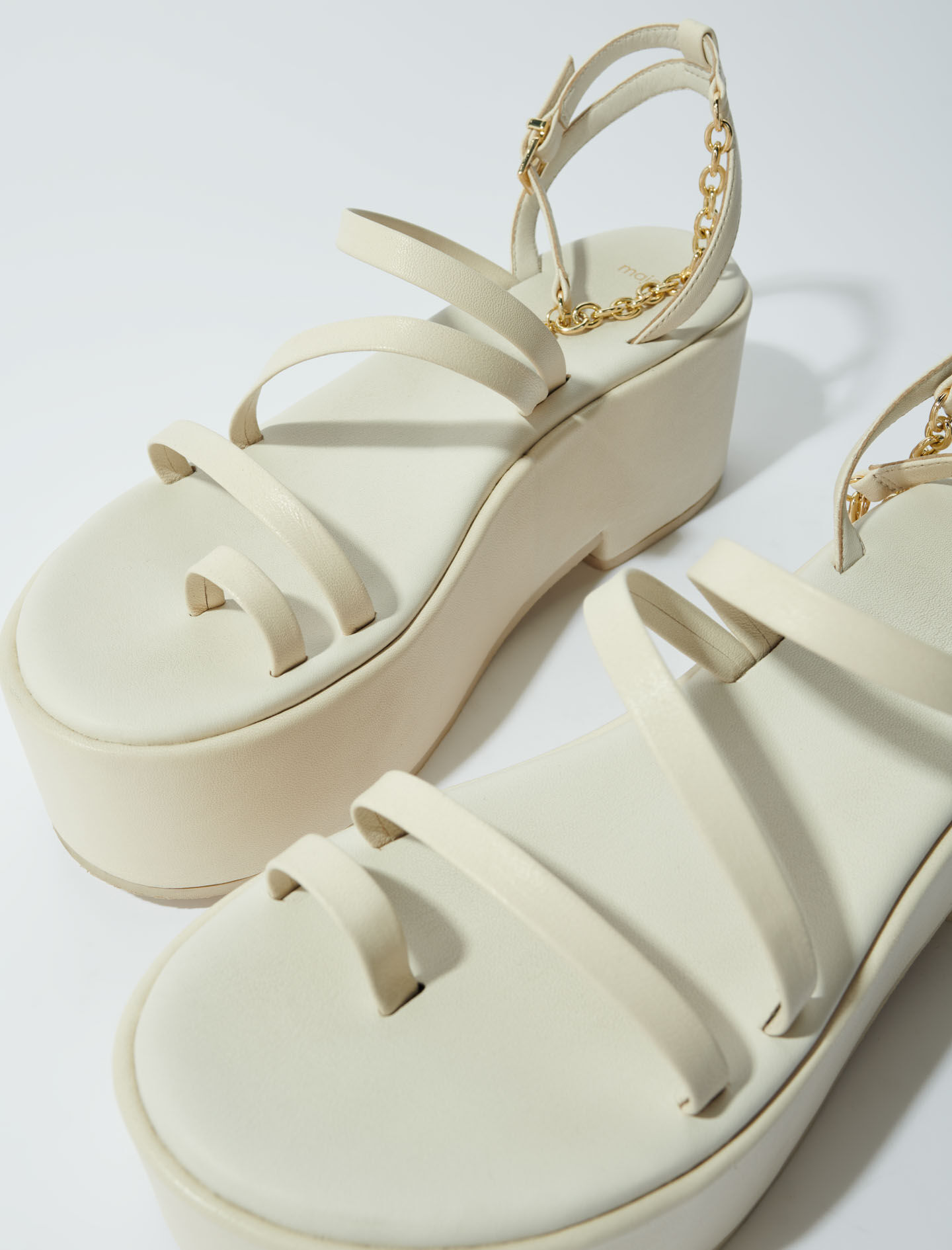 Leren sleehak sandalen - Raw