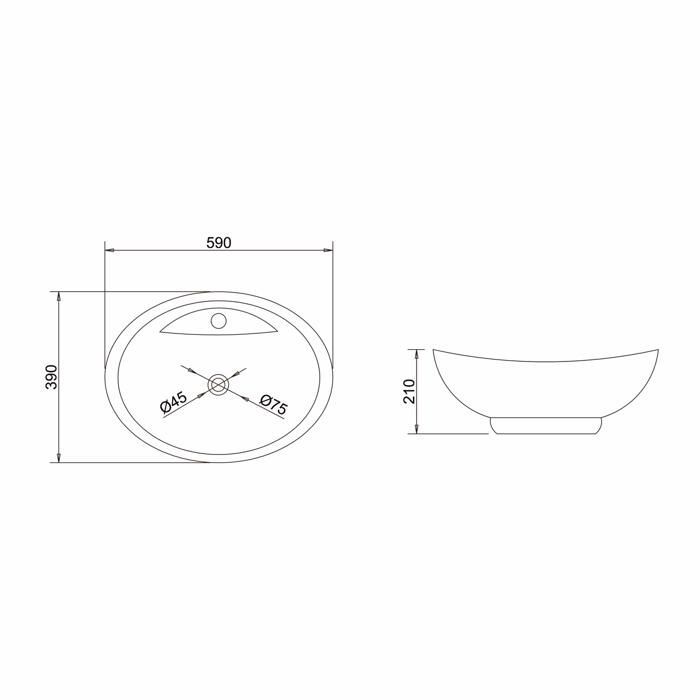 Lavabo de encimera blanco de 59 cm, Doporro Brussels302, 59x39x21cm