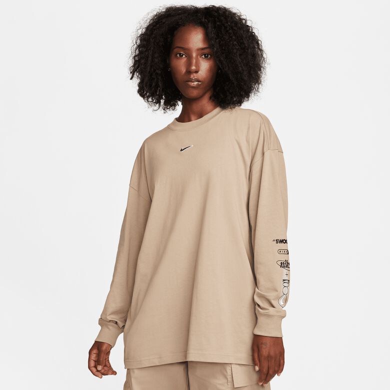 Sportkläder Långärmad T-shirt Pojkvän Tryck Swoosh