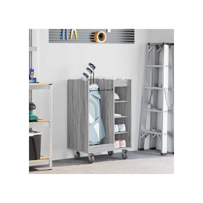 Armadietto da golf moderno - vidaXL - Grigio Sonoma - 65x45x98 cm - Ampio spazio di archiviazione - 4 ruote - Struttura in metallo