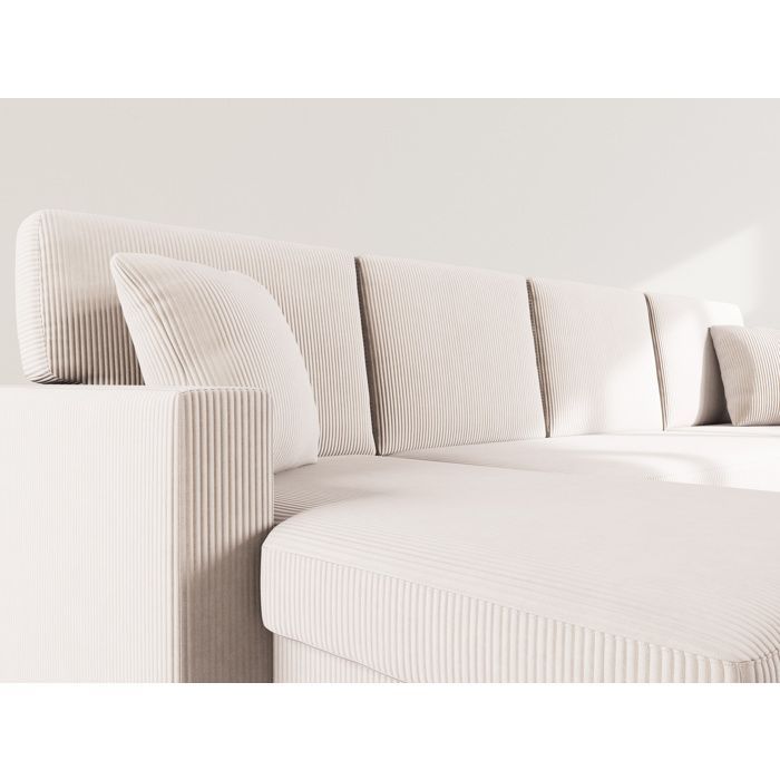 Meiya - 7-seater U-shaped panoramic sofa bed with storage in corduroy - Beige