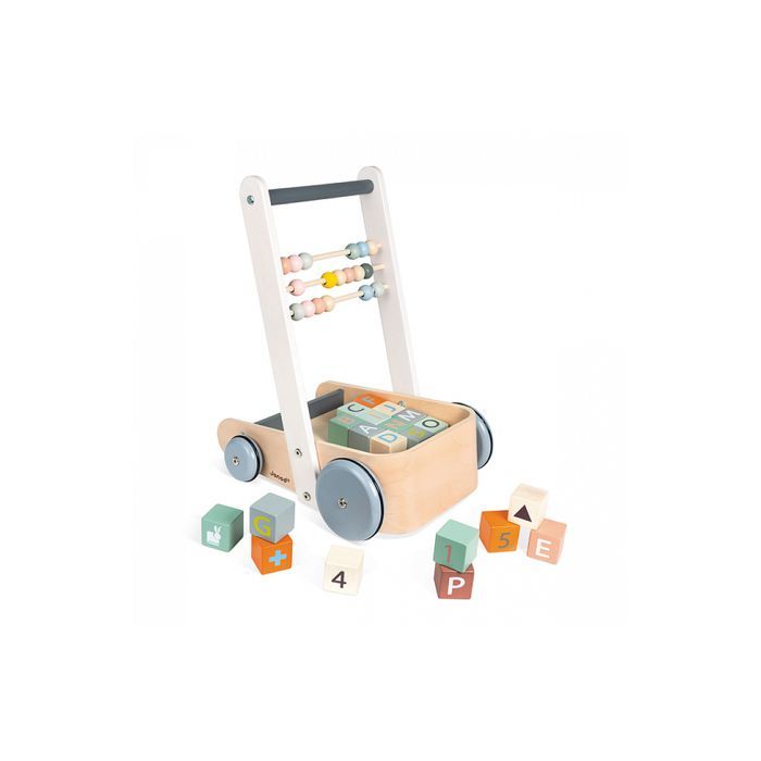 ABC Sweet Cocoon Walker – JANOD – Holz – 20 Zahlen- und Buchstabenwürfel – Abakus