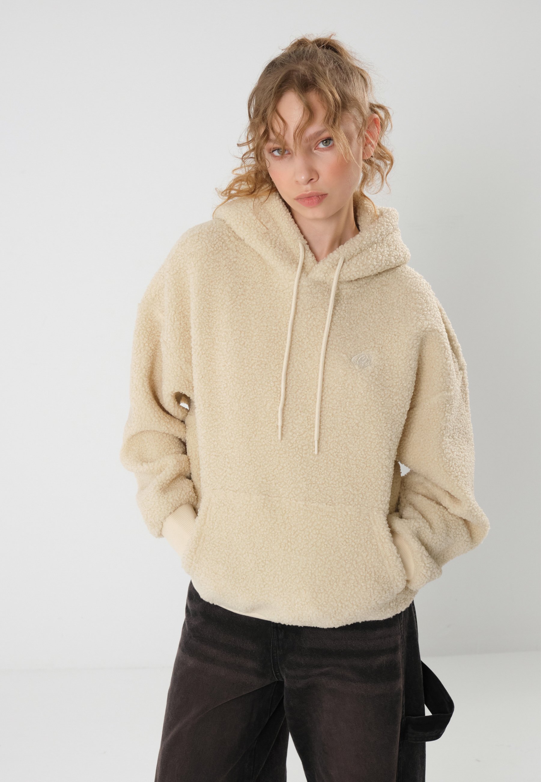 Even&Odd TEDDY HOODIE - Fleece trui - gebroken wit
