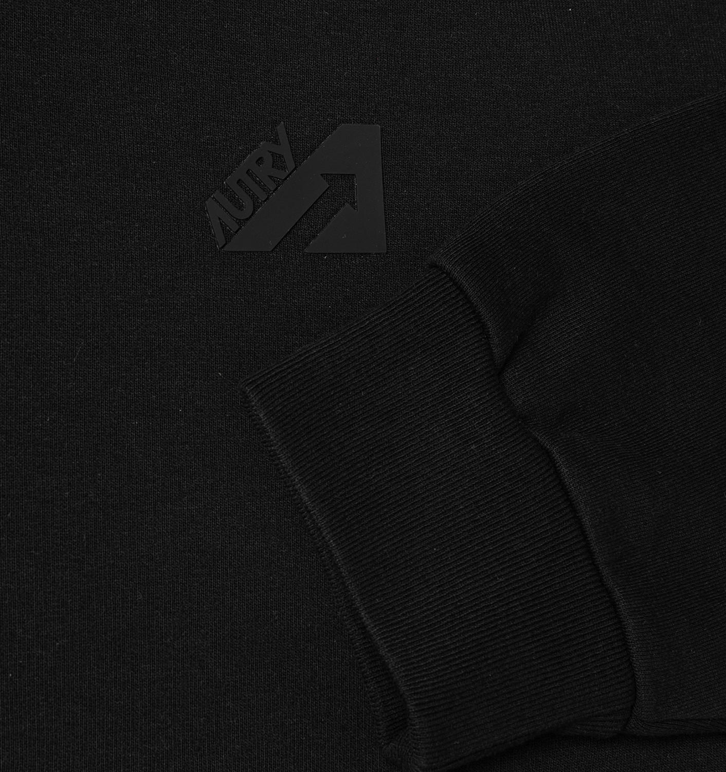 Hanorac negru, scurt, din jersey de bumbac