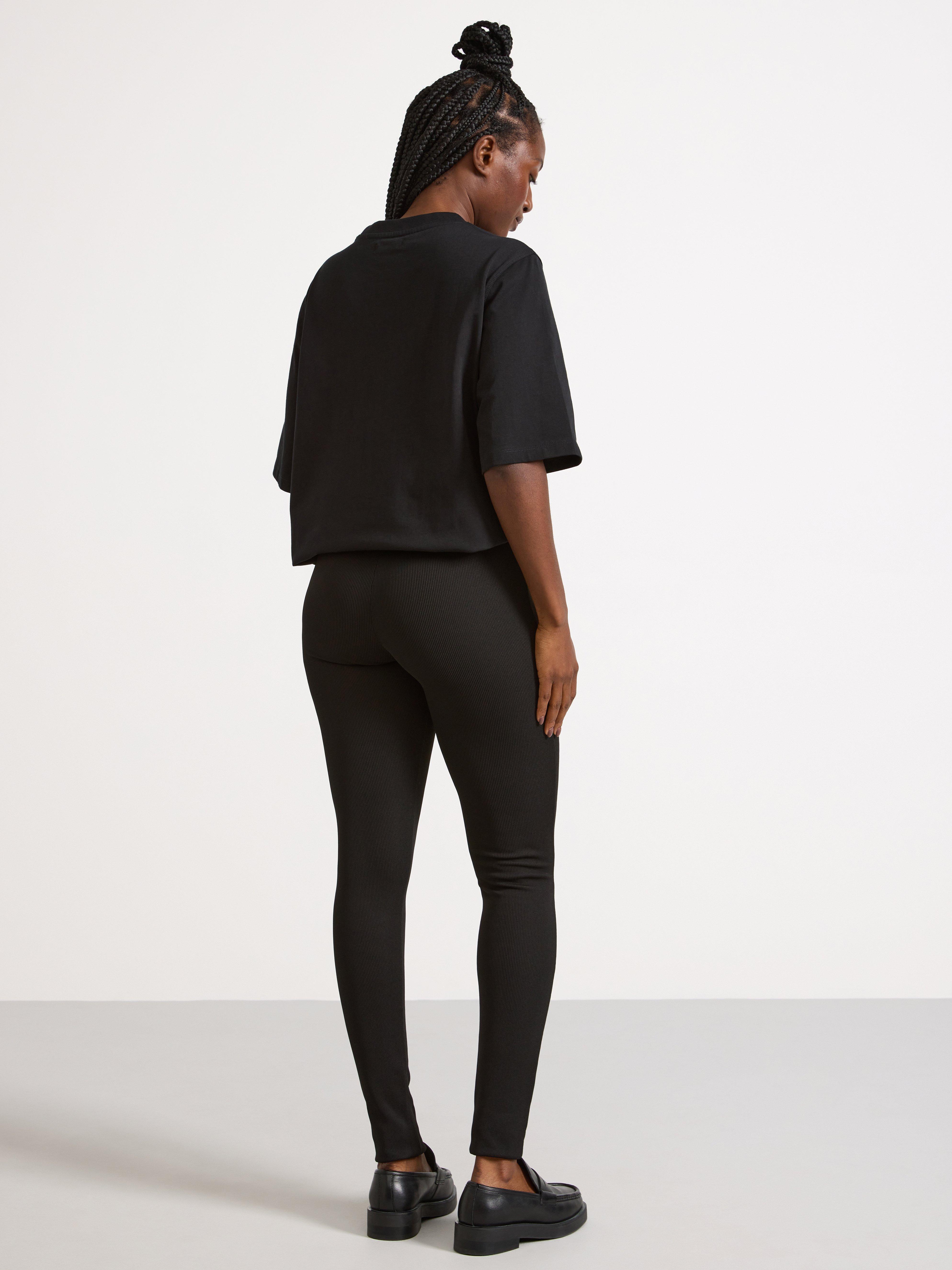Leggings côtelés avec intérieur brossé noir