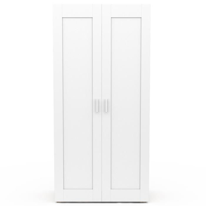 IDMARKET VITO garderob med 2 dörrar, vit och trä, 80 cm hängyta med hyllor, maximal förvaringskapacitet