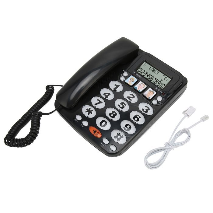 SALALIS Téléphone fixe filaire Téléphone Filaire ID Appelant Raccourcis de Sonnerie Réglables Ligne Fixe telephonie piece Noir