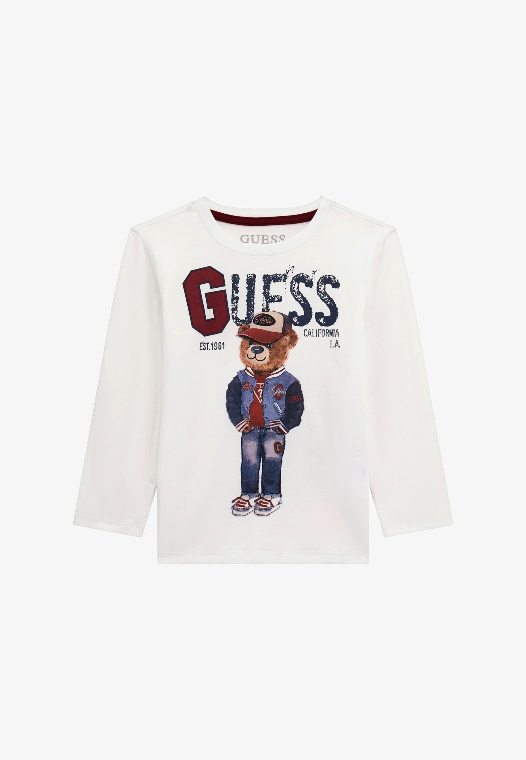 T-shirt à manches longues Guess avec logo imprimé - blanc
