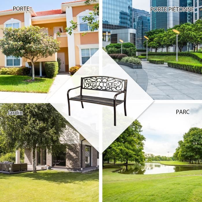COSTWAY Outdoor Garden Bench, 3-Seater, Metal Frame, Antique Style, 127x63.5x89 cm, Weather Resistant, 320kg Load Capacity