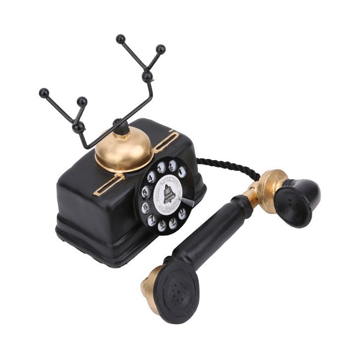 Vintage-Retro-Telefon mit Schnur und Festnetzanschluss, Dekoration für Zuhause oder Büro, schwarz