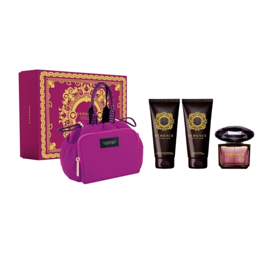 Versace Crystal Noir woda toaletowa 90 ml   balsam do ciała 100 ml   żel pod prysznic 100 ml   kosmetyczka
