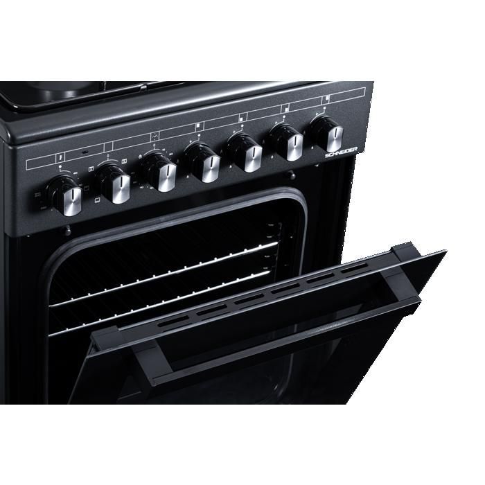 Cocina de gas Schneider SCCG54C-BM, color negro mate.