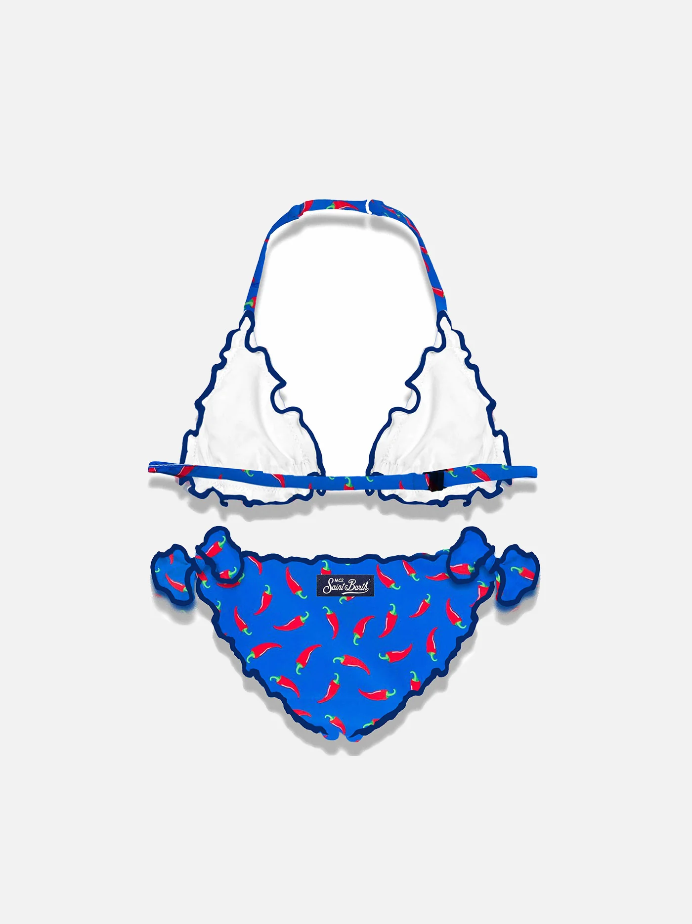 Trekantsbikini til piger med chili-print