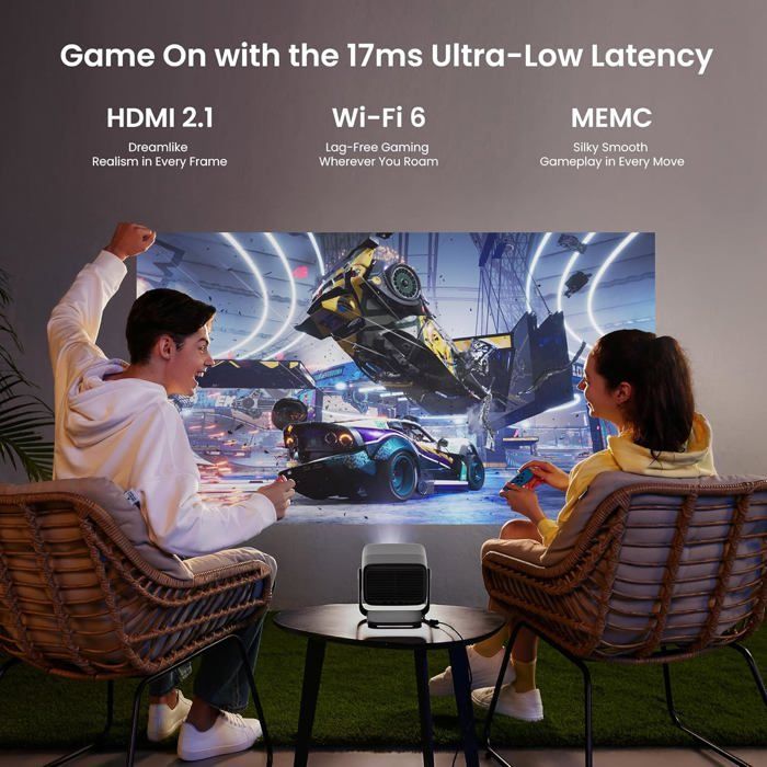 JMGO N1 Ultra Projector 4K, MALCTM Triple LaserAuto Image Correction Gimbal, 3D Video Projector 300 Inch, Dynaudio 2x10W Speakers,