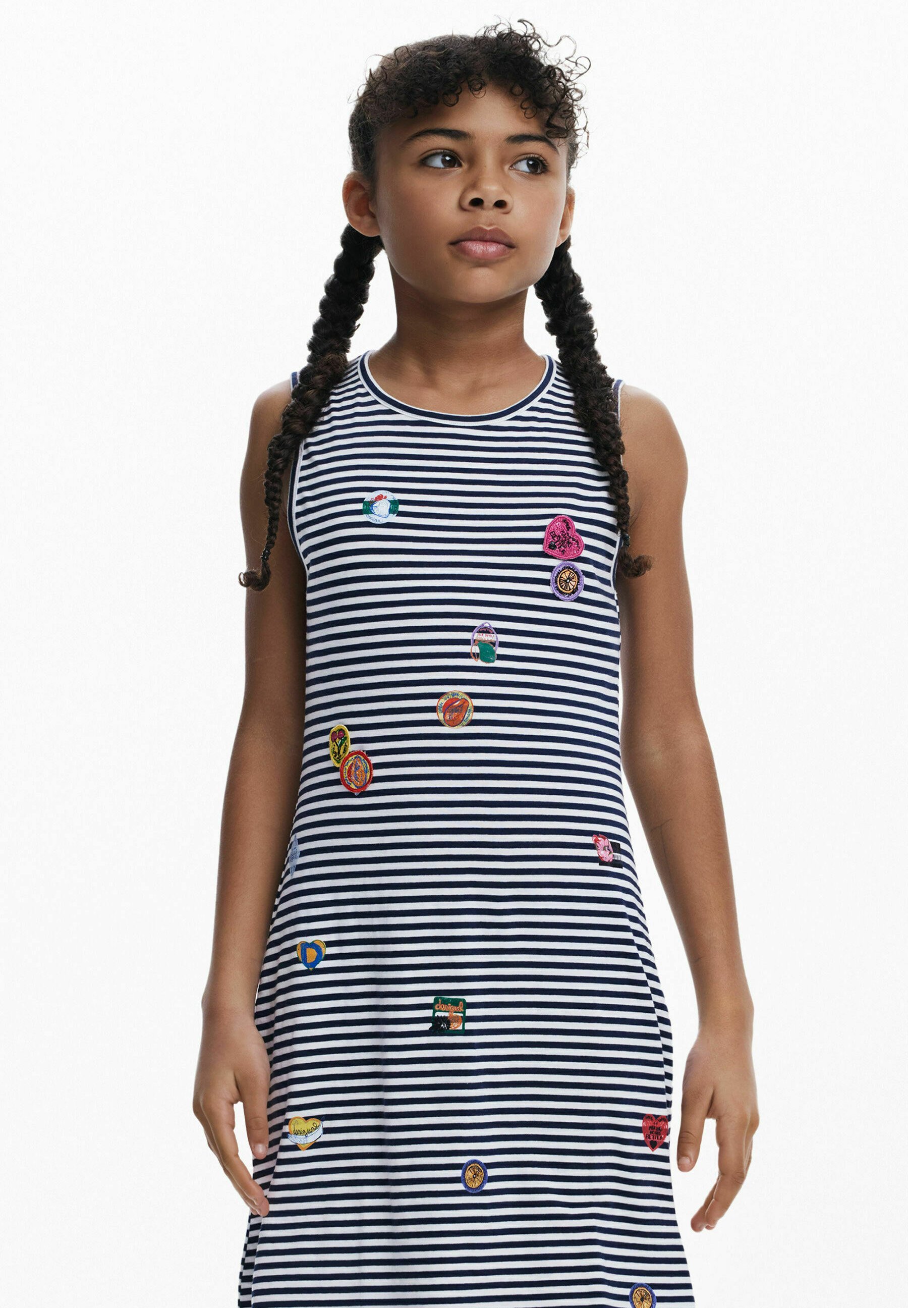 Desigual geborduurde jurk met uitsnijdingen - Jersey jurk - blauw