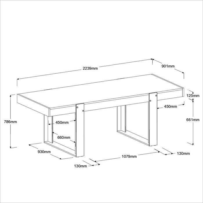 Mesa de comedor - LOFT - Rectangular - Roble / Blanco - 8 personas - 223,9 x 93 x 78,6 cm - PARISOT
