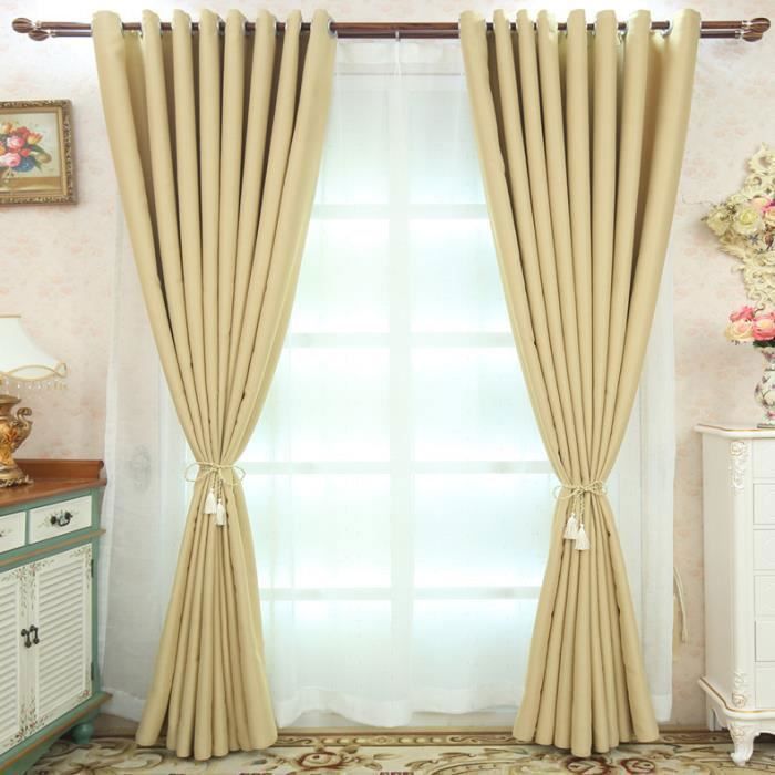 Lot de 2 rideaux occultants thermiques - jaune - 140 x 260 cm