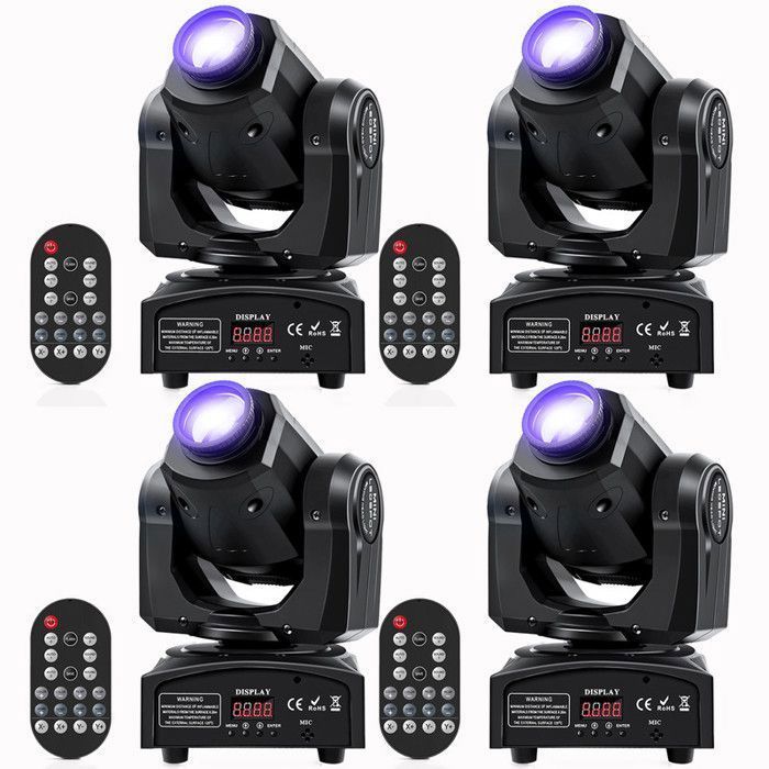 JAJALUYA 150W Jeux de Lumiere - Lyre LED RGBW DMX Gobo Beam - Lumière de Scène Avec Télécommande Pour DJ Party Disco Pack DE 4