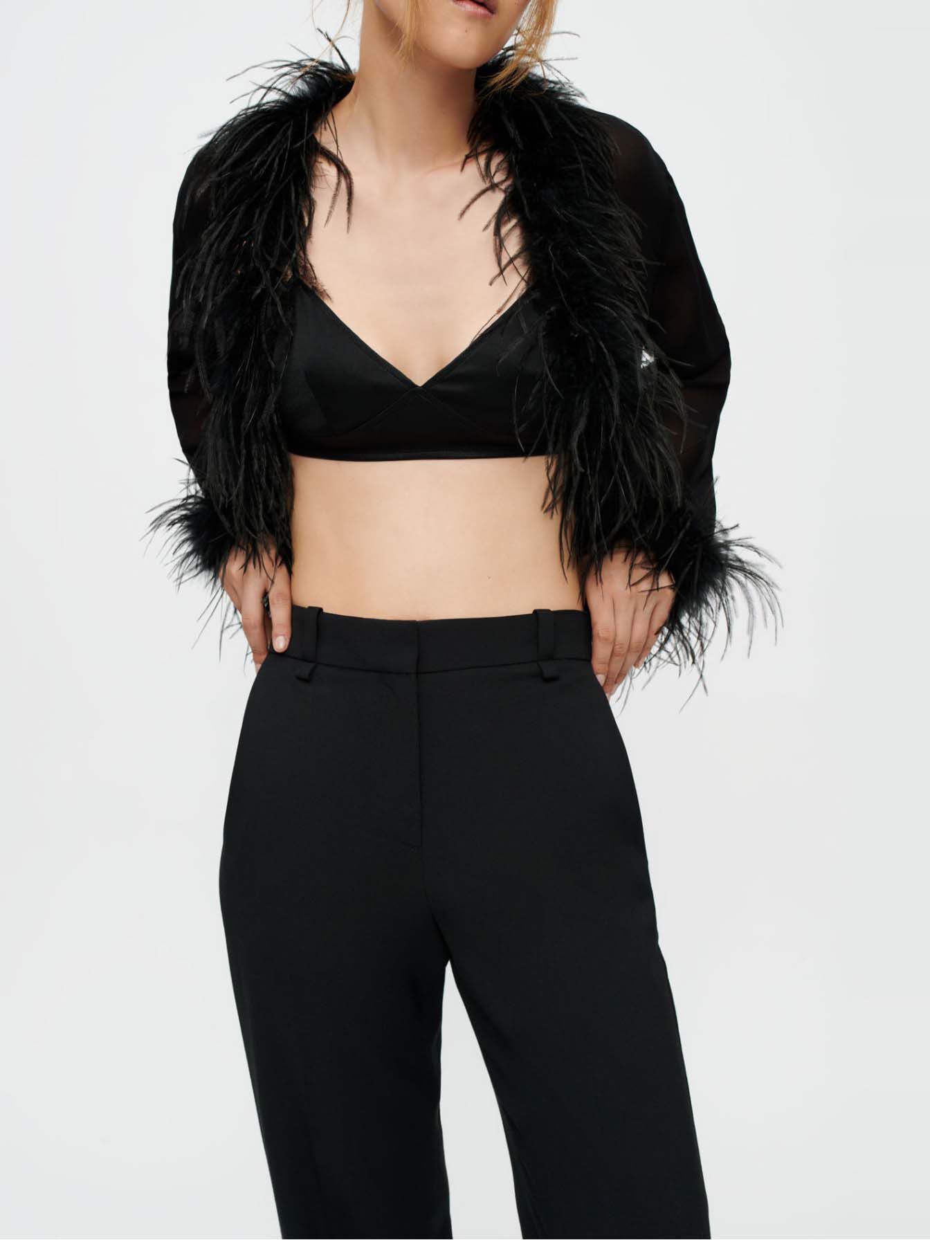 Pantaloni negri cu croi larg - Negru