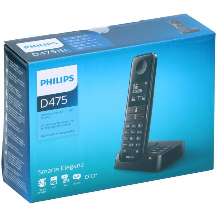 Philips Téléphone D4751B/01, Sans Fil