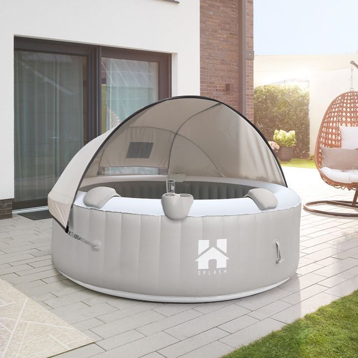 Spa extérieur avec coussins et toit HOME DELUXE SPLASH - Ø208 cm - 6 personnes - Gris
