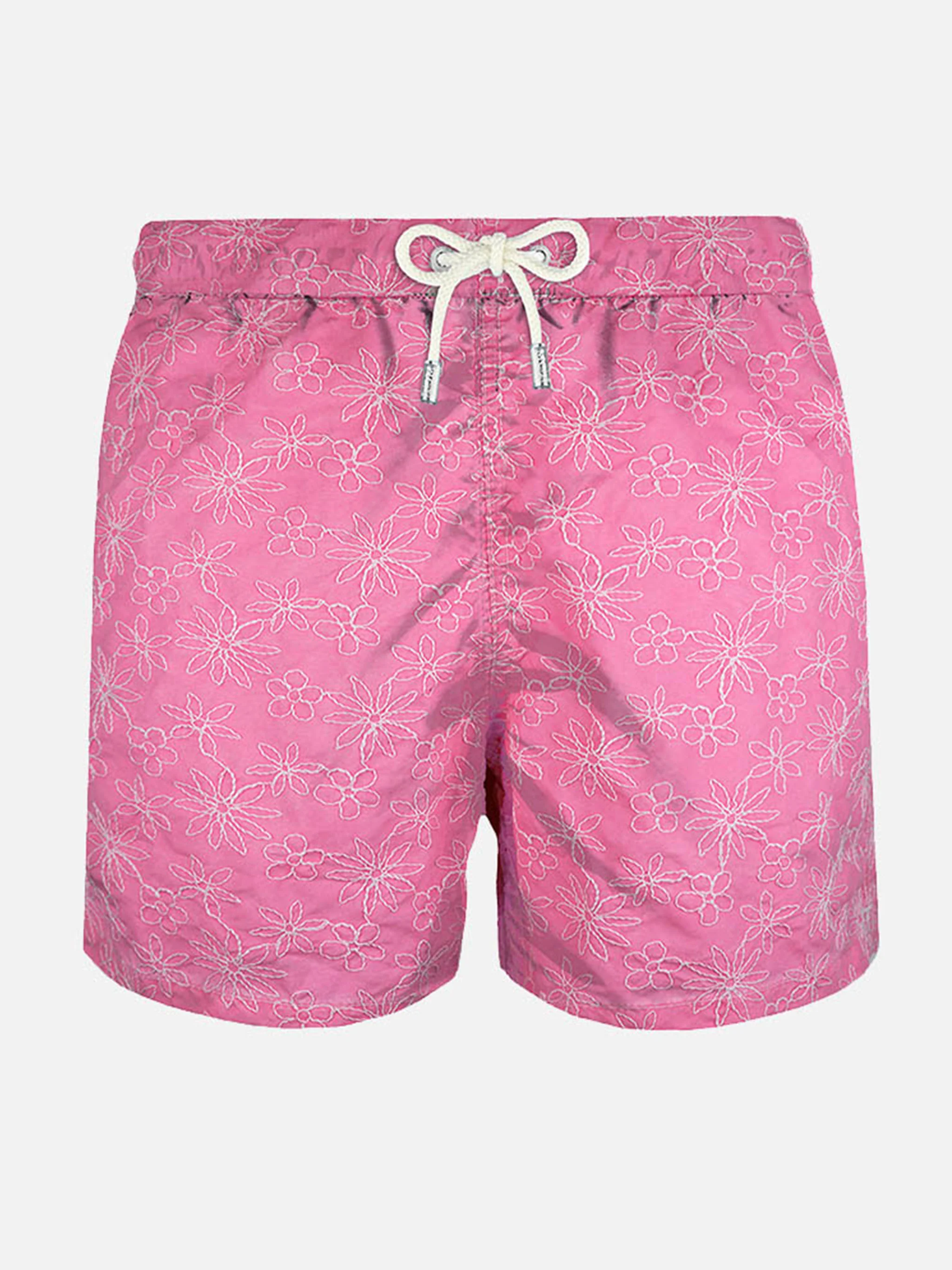 Roze geborduurd badpak
