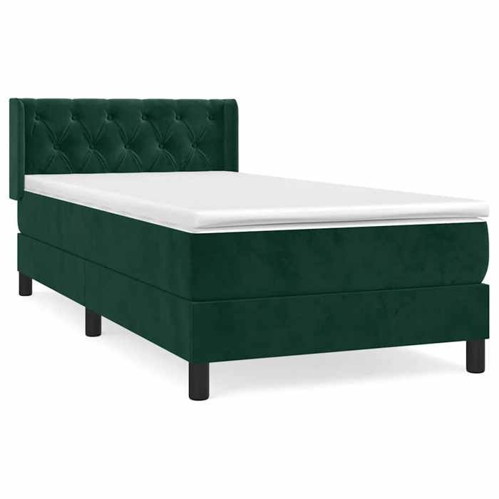 Rete a doghe e materasso - Maison Exclusive - Velluto verde scuro - 80x200 cm - Massimo relax