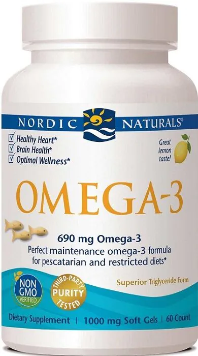 Nordic Naturals Omega-3 690 mg, Smak cytrynowy, Kapsułki