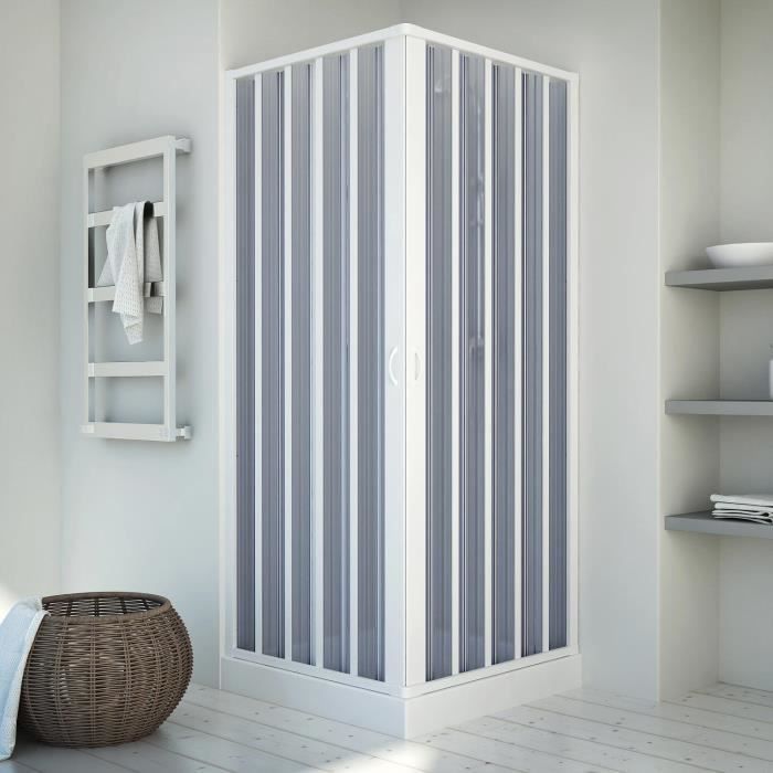 Cabina de ducha de PVC de 75x75 cm y 185 mm de altura, modelo Energy, con apertura central.