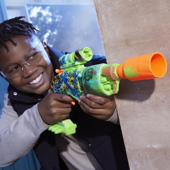 Nerf Zombie Driller, blaster a dardi, cilindro rotante, età 8+