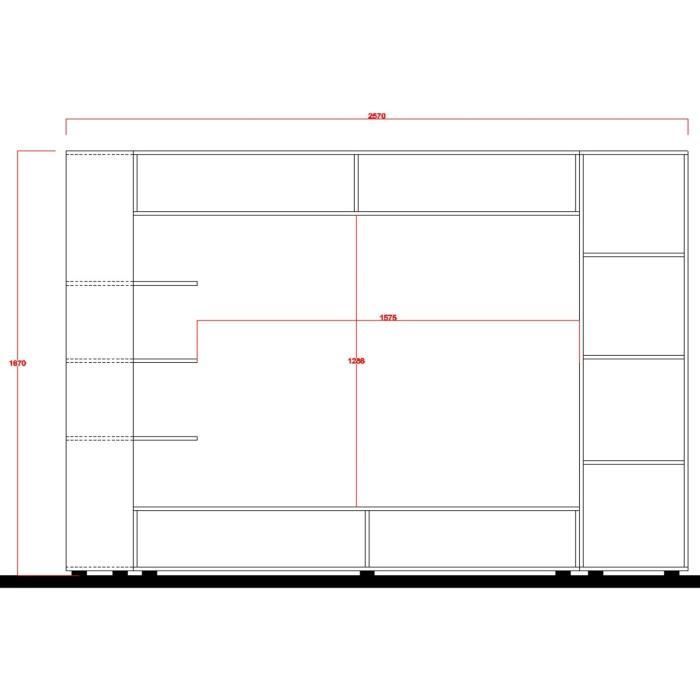 Composition murale TV SIENNA - Laqué blanc et béton - L295 x P30 x H187 cm