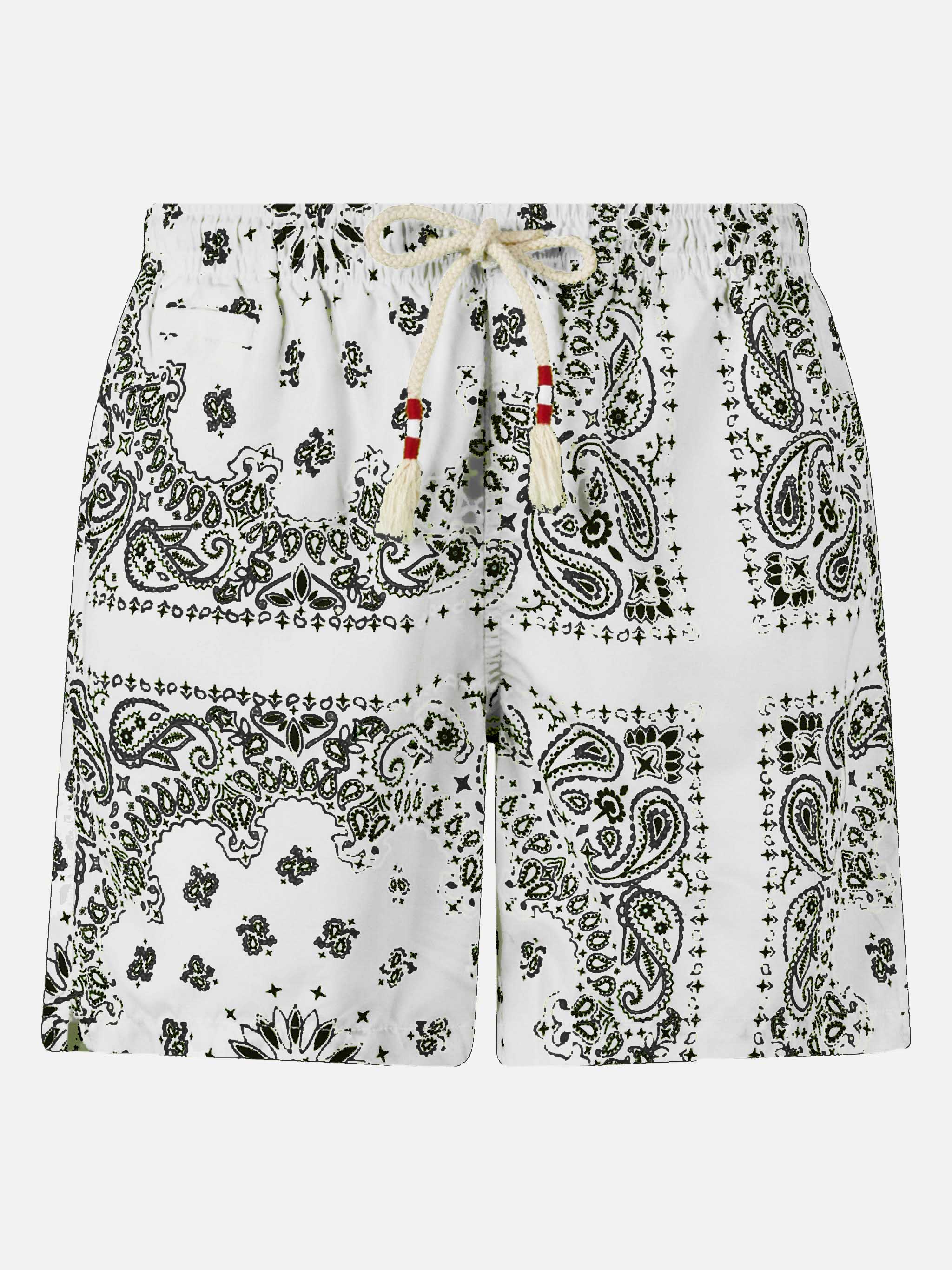 Witte zwembroek voor heren met bandana-print