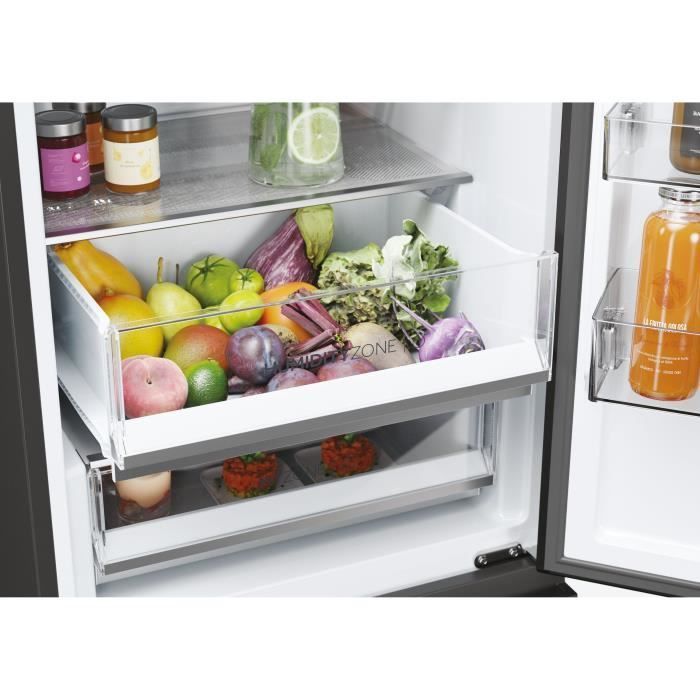 Combi refrigerator - HAIER - 3D 60 Series 5 HTW5618ENPT - Energy Class E - 360 L - 185 x 59.5 x 66.7 cm - Black