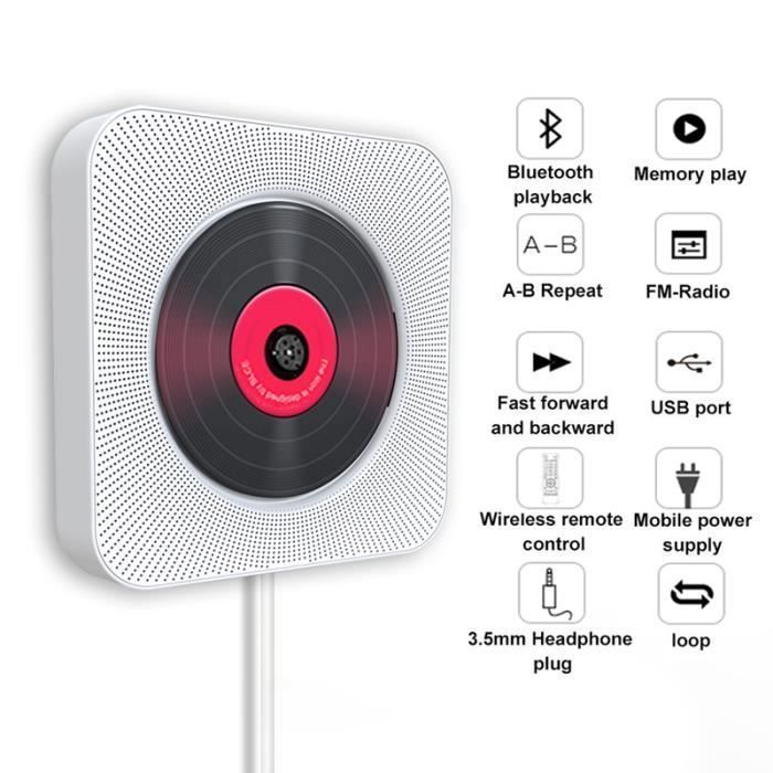 Lecteur CD Boombox Bluetooth audio portable avec télécommande Télécommande Radio FM Haut-parleurs HiFi intégrés Multicolor BALADEUR
