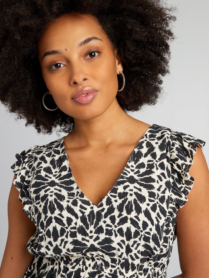 Blusa premamá con volantes - NEGRA