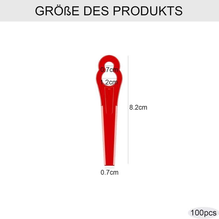 100 Pcs Replacement Plastic Blades, Lawn Mower Edger Blade for Garden and Lawn Edging (Red)